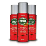 3x Brut Attraction Totale Long Lasting Deodorant Body Spray 200ml