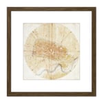Leonardo Da Vinci Plan Of Imola 8X8 Inch Square Wooden Framed Wall Art Print Picture with Mount