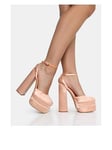 Public Desire Moonchild Double Platform Heeled Shoes - Peach, Orange, Size 6, Women