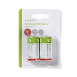 Nedis Genopladelige Ni-MH batteri C | 1.2 V DC 4000 mAh Forudladet 2-Blister HR14 Grøn / Rød