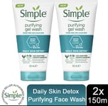 2x150ml daily Simple Kind to Skin detox Purifying Facial Wash for Sensitive Skin