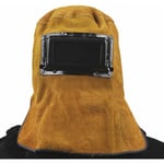 Masque Soudure Casque Soudeur Capuche en Cuir - Protecteur Visage avec Lunette Protection des Yeux Confortable