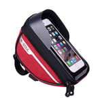 Waterproof Bicycle Handlebar Bag Bicycle Head Tube Handlebar Cell Mobile Phone Bag Holder Screen Phone Mount Bags Case For Cell Phone Gps Sat Nav And Other Edge Up To 6.5 Inch Devices Red