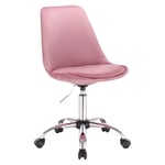 Svängbar barstol, gasjusterbar, rullande kontorsstol, rosa sammet
