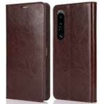 Sony Xperia 1 VI Smidigt mobilfodral i äkta läder, Mörkbrun
