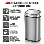 Tower 58L Sensor Bin - Stainless Steel