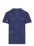Polo Pony Cotton Mesh Tee Tops T-shirts Short-sleeved Blue Ralph Lauren Kids