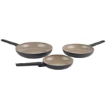 Salter BW12876EU7 Ceramic Frying Pan Set – 3 Piece 20/24/28 cm Recycled Aluminium Body, Healthy PFOA & PFAS-Free Non-Stick Coating, Induction, Soft Touch Stay Cool Handle, Egg/Omelette Cooking Pan