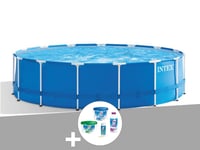 Kit piscine tubulaire Intex Metal Frame ronde 4,57 x 1,22 m + Kit de traitement au chlore