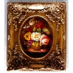 Steve Art Gallery Blommor Oljemålning Med Ram Yttermåtten: 37x32x6 Cm