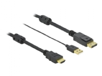 Delock - Kabel för video / ljud - HDMI, USB (endast ström) hane till DisplayPort hane - 7 m - trippelskärmad - svart - stöd för 4K