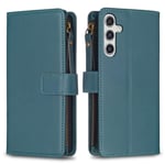 BF Style-19 Samsung Galaxy A35 5G Fodral Zipper Pocket Telefon Läderfodral - Grön
