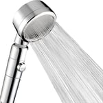Pommeau de douche économe en eau avec filtre, 3 types de jets et douchette de douche avec bouton stop, ventilateur haute pression économiseur d'eau,