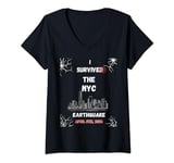 Womens Surviving the NYC Earthquake V-Neck T-Shirt