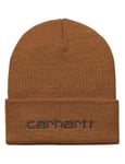 Carhartt WIP Script Beanie Hat - Deep H Brown/Black Size: ONE SIZE, Colour: Deep H Brown/Black