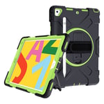 iPad 10.2 (2019) 360 degree durable dual color silicone case - Black Outer Layer / Green