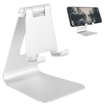 NA. Adjustable Phone Stand Desk Cell Phone Stand Holder Aluminum Phone Dock Cradle Compatible with Nintendo Switch Tablet iPad iPhone Xs XR 8 X 7 6 6S Plus SE 5 5S 5C (Silver)