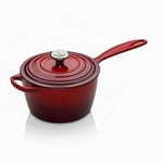 Le Creuset Signature Enamelled Cast Iron Saucepan With Anti Drip Pouring Lip and Vented Lid, For All Hob Types, 18 cm, 1.8 Litres, Cerise, 21181180602430
