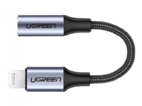 Ugreen US211 - Lightning till hörlursuttag-adapter - Lightning hane till mini-phone stereo 3.5 mm hona - 30 cm - grå