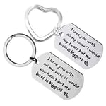 JK Home I Love You with All My Butt/Boobs Stainless Steel Keychain Couple Her Him Valentine's Day Birthday Gifts Keyring for Men Women Husband Wife Boyfriend Girlfriend 2pcs of Set