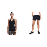 Under Armour Women UA HeatGear Racer, Tight-Fit Women's Vest with Soft Feel, Sleek Women's Sleeveless T-Shirt with Graphic Design & Active Shorts, Breathable Running Shorts
