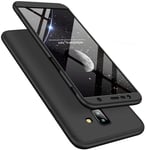 IMEIKONST Samsung J6 Prime Case 3 in 1 Design Hard PC Case Premium Slim 360 Degree Full Body Protective Shockproof Ultra Thin Cover for Samsung Galaxy J6 Plus. 3 in 1 Black AR