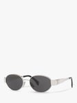 Celine CL40235U Women's Oval Sunglasses, Silver/Grey