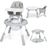 DREAMADE Chaise Haute Bébé 3 en 1 Multifonctionnel avec Ceinture de Sécurité, Table Repas et Jeux, pour enfant 4Mois-6Ans