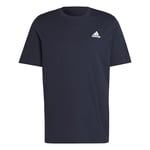 adidas Men Essentials T-Shirt à Manches Courtes en Jersey Simple avec Petit Logo brodé, L Court