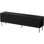 Bim Furniture - Meuble tv jungle 190cm 4D façade fraisée panneau mdf quatre portes noir mat