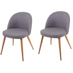Lot de 2 chaises de salle à manger gris foncé pieds en bois style rétro