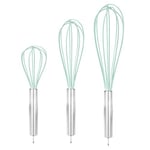 Maison & White Silicone Whisks - Set of 3 | Balloon Whisk | Pastel Kitchen Utensil Set | Blending, Stirring & Whisking | Stainless Steel & Silicone Baking Cutlery | Egg Beater | M&W,354992
