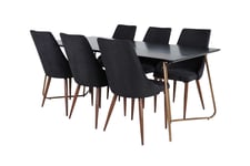 Venture Design Petra & Leone matgrupp Svart/svart 6 stolar & bord 190 x 90 cm