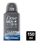 Dove Men+Care Advanced Clean Comfort 72hr Anti-Perspirant Deodorant with Triple Action Sweat & Odour Protection Technology 150ml