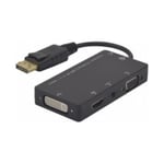 Adaptateur multiple DisplayPort Mâle vers DVI + VGA + HDMI 0,23 m noir