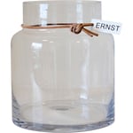 Glasvas med läderband 18 cm