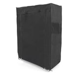 PrimeMatik - Armoire de Rangement et Chaussures en Tissu 60 x 30 x 93 cm Noir avec Porte Rouleau