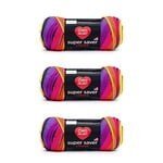 Red Heart Super Saver Bright Stripe Lot de 3 paquets de 141 g – Acrylique – 4 moyens (peignés) – 200 m – Tricot/crochet
