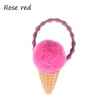 Elastic Hair Band Ice Cream Pompom Rose Red 1 Pc