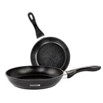 Royalford Frying Pan Set with Durable Granite Coating, 2 PC | Induction Safe Non-Stick Frying/Saute Pan, Die-cast Aluminium Build | 1.8MM Induction Bottom, Skillet Fry Pan Set, 20 cm and 26 cm