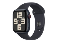 Apple Watch SE (GPS + Cellular) - 2a generation - 44 mm - midnattsaluminium - smart klocka med sportband - fluoroelastomer - midnatt - bandstorlek: M/L - 32 GB - Wi-Fi, LTE, Bluetooth - 4G - 33 g