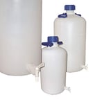 1664 Bottles with Tap, HDPE, 25L Capacity, 79.5 mm I.D, 95.5 mm E.D, 280 mm Bottle, 565 mm Heights, Pack of 4