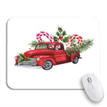 Gaming Mouse Pad Watercolor Christmas Toy Model Truck Loaded Sweets Spruce Twigs Nonslip Rubber Backing Computer Mousepad for Notebooks Mouse Mats
