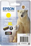 Genuine Epson 26XL, Polar Bear Yellow Original Ink Cartridge, T2634 C13T26344012
