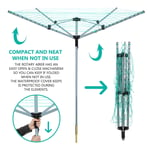 50M Rotary Airer With 4 Arms Outdoor Garden folding Rotary Washing Line Clothes