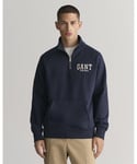 Gant Mens Arch Half-Zip Sweatshirt - Navy - Size Small