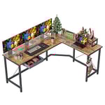 CubiCubi Bureau d'angle Gaming en Forme L - 170 * 120 cm Bureau Angle d'Ordinateur Gamer Informatique avec Tiroir Support d'écran, Crochet Casque, Table Angle pour Jouer, Travail, Domicile Marron