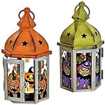 Comarco Sa Lot de 2 lanternes en Fer hexagonales Halloween 8 x 17 cm