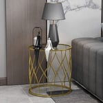 Home Accessories Set of 2 Glass Nest of Tables Elegant Gold Metal Frame Coffee/Side/Center Tables Living Room 43 * 48cm