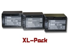 vhbw 3x Li-Ion batterie Set 1300mAh (7.2V) pour appareil photo Sony FDR-AX100E, FDR-AX53, FDR-AXP33FDR-AX53E, FDR-AX700, FDR-AX700E
